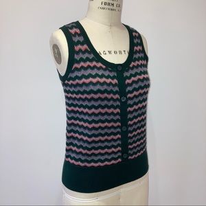 NWOT Kate Spade Zig Zag Stripe Sweater Vest Green